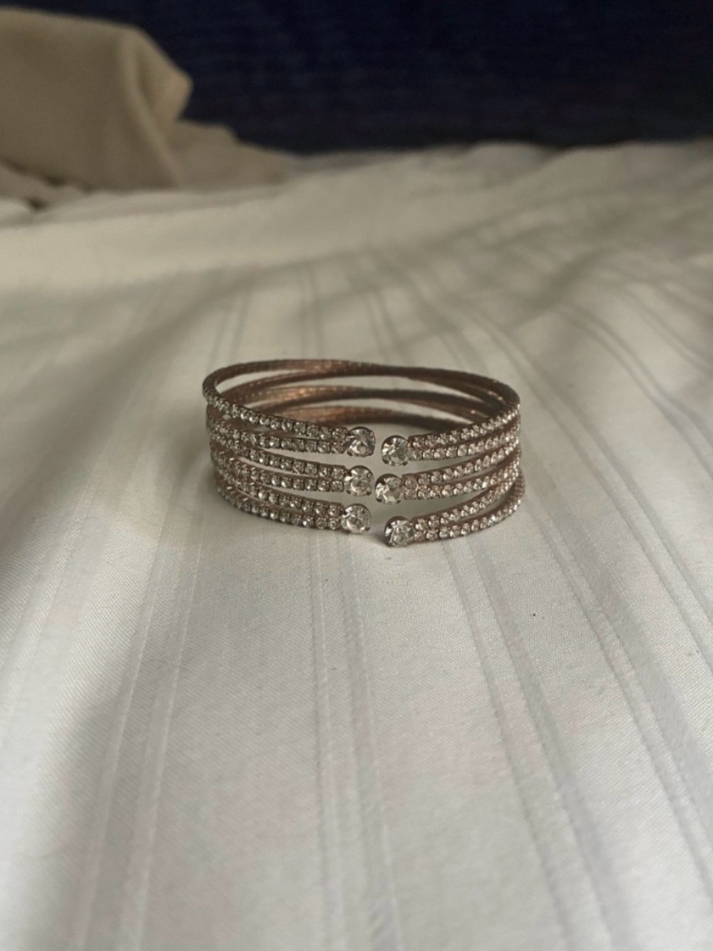 Multi-Row Rhinestone Open Cuff Bracelet - Picture 2 of 7